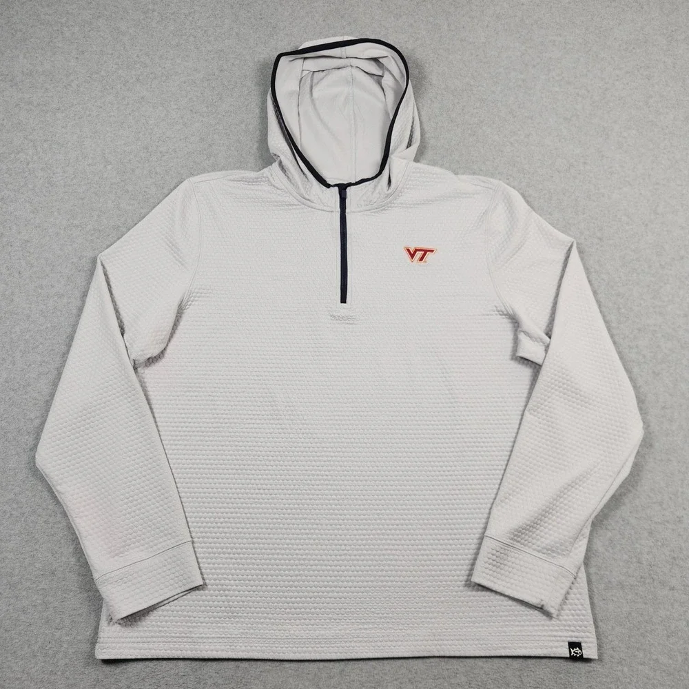 Southern Tide Hoodie XL Gray Scuttle Performance 1/4 Zip Golf Virginia Tech NCAA
